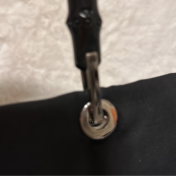 GUCCI 🖤 Bamboo handles black thick fabric tote 3 compartments Vintage Authentic - Picture 6 of 13